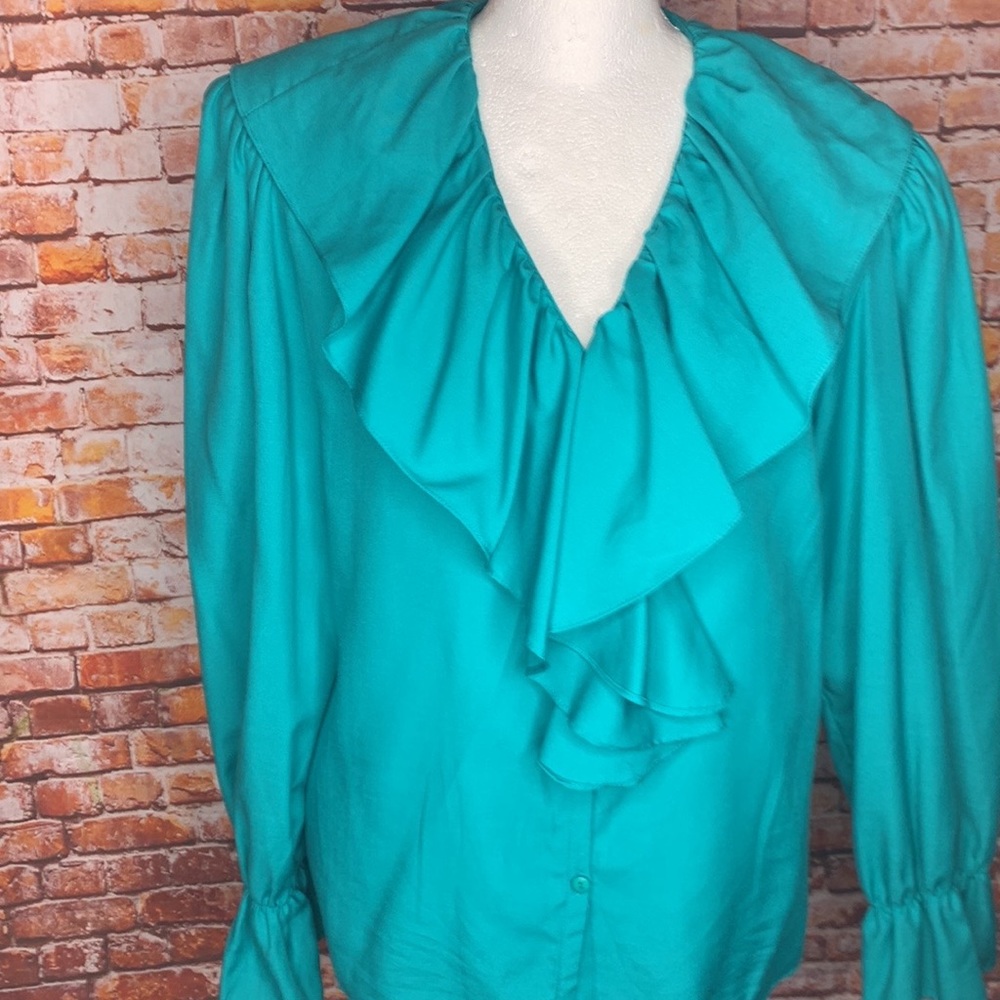 Vintage Worthington Teal Poet’s Blouse - Picture 4 of 11
